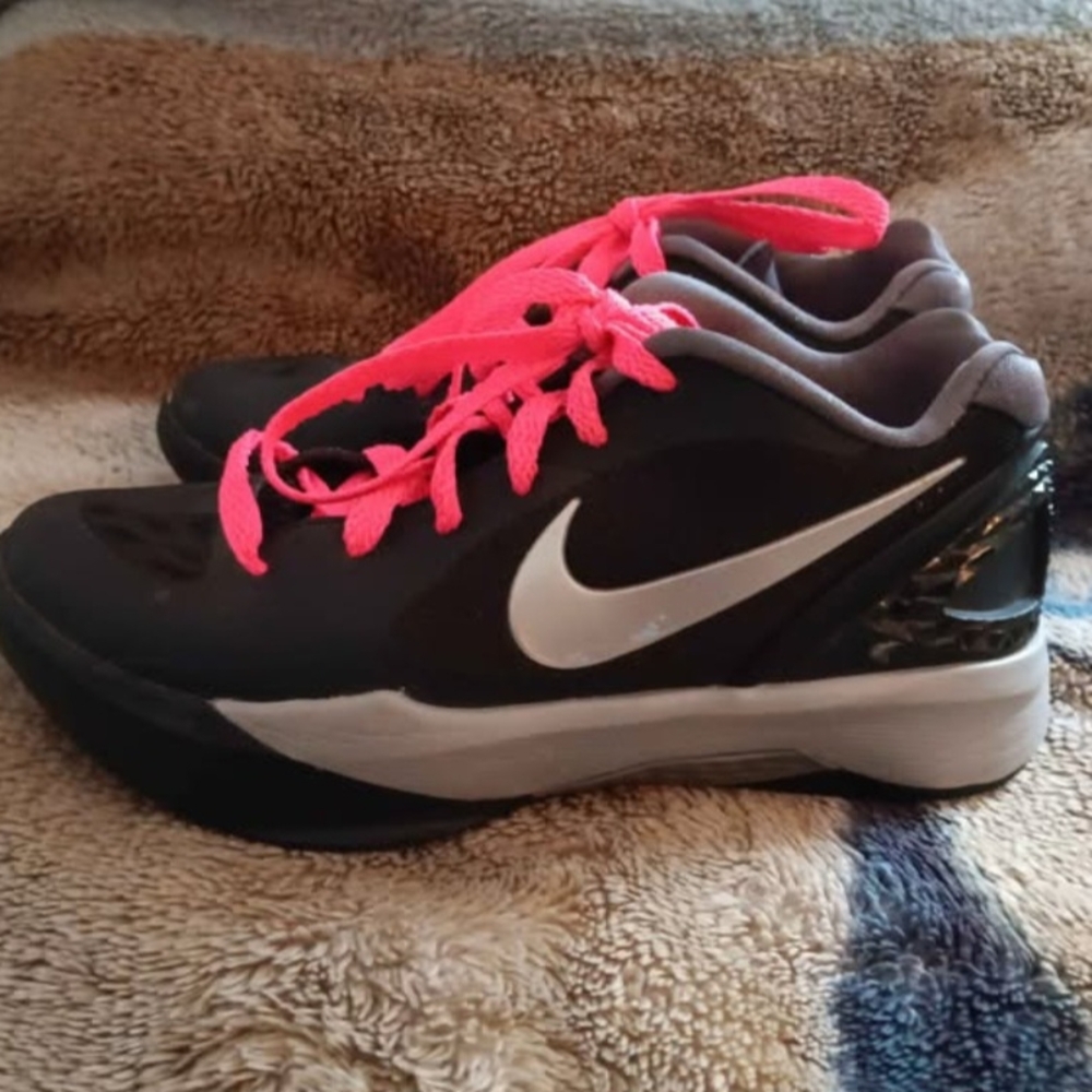 Nike Black and Gray Sneakers with Pink Laces